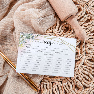 Greenery Geometric Bridal Shower Recipe Cards