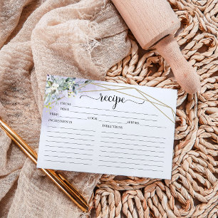 Greenery Geometric Bridal Shower Recipe Cards