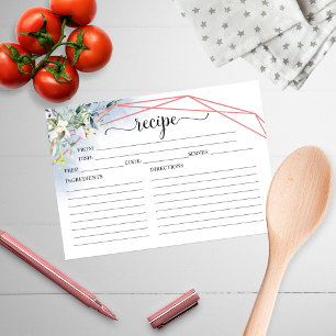 Greenery Geometric Bridal Shower Recipe Cards