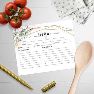 Greenery Geometric Bridal Shower Recipe Cards