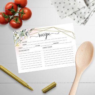 Greenery Geometric Bridal Shower Recipe Cards