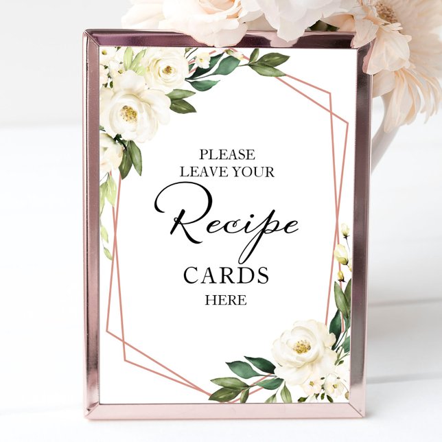 Greenery Geometric Bridal Shower Recipe Cards Sign (Creator Uploaded)