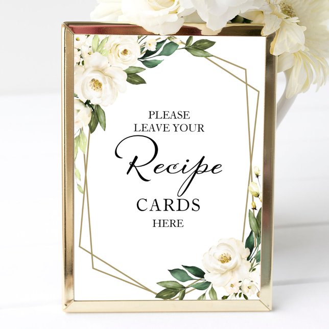 Greenery Geometric Bridal Shower Recipe Cards Sign (Creator Uploaded)