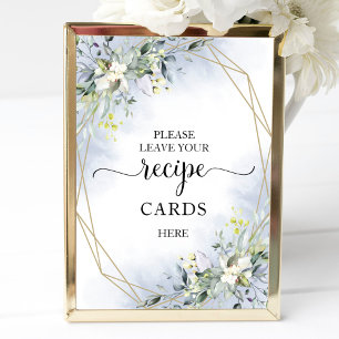 Greenery Geometric Bridal Shower Recipe Cards Sign