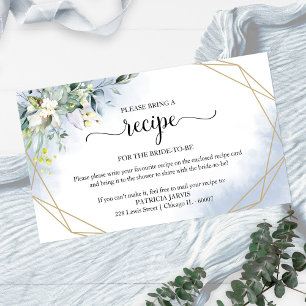 Greenery Geometric Bridal Shower Recipe Request Enclosure Card