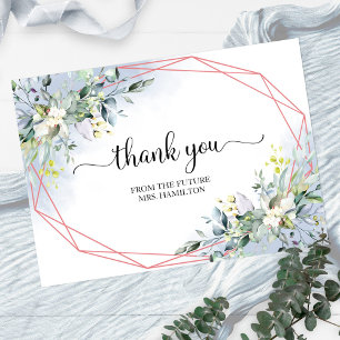 Greenery Geometric Bridal Shower Thank You Postcar