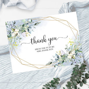 Greenery Geometric Bridal Shower Thank You Postcar
