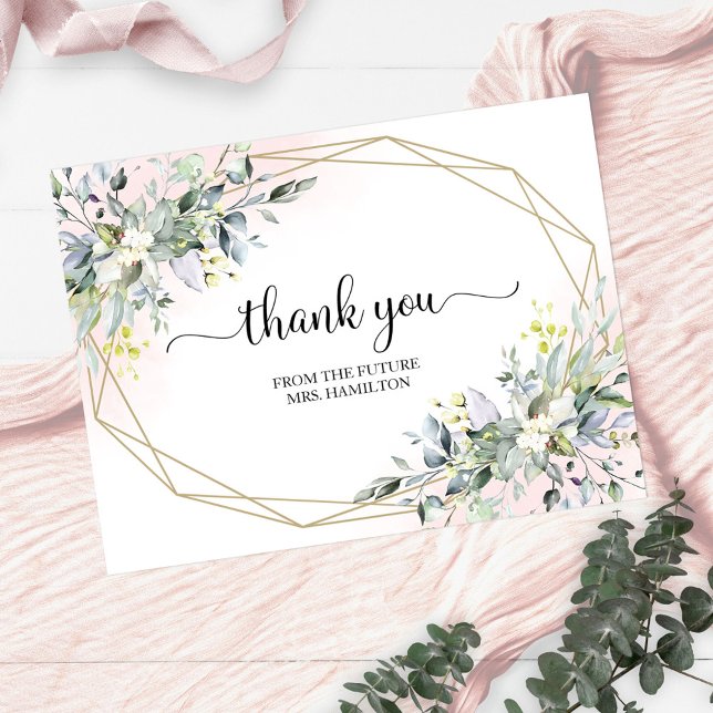 Greenery Geometric Bridal Shower Thank You Postcar Postcard (Creator Uploaded)