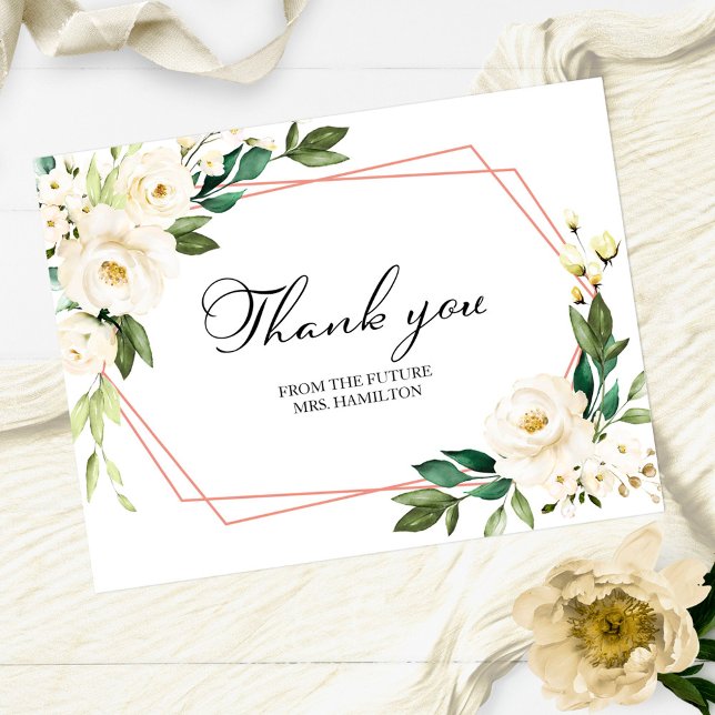 Greenery Geometric Bridal Shower Thank You Postcar Postcard (Creator Uploaded)