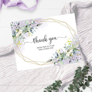 Greenery Geometric Bridal Shower Thank You Postcar Postcard