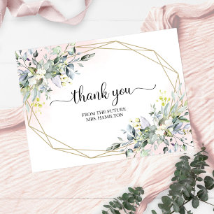 Greenery Geometric Bridal Shower Thank You Postcar Postcard