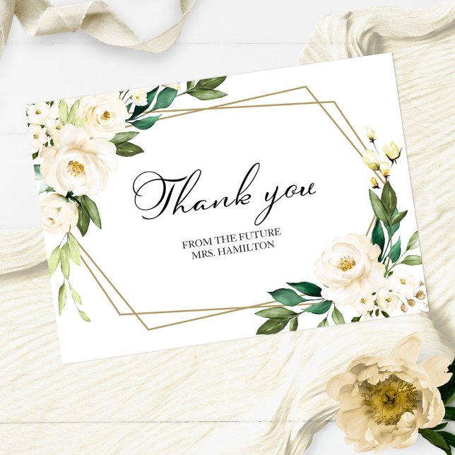 Greenery Geometric Bridal Shower Thank You Postcard (Creator Uploaded)