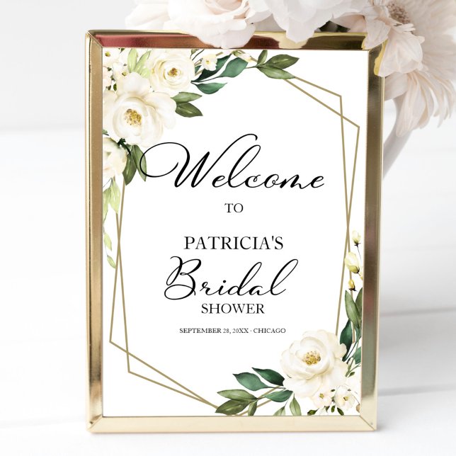 Greenery Geometric Bridal Shower Welcome Poster (Creator Uploaded)