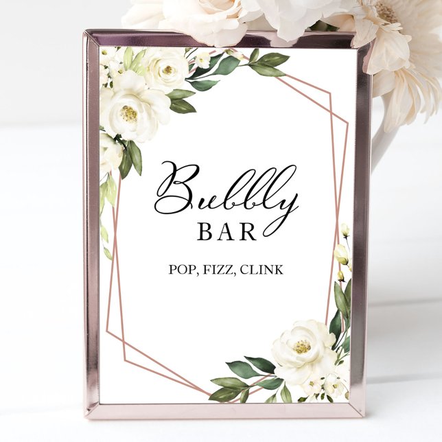 Greenery Geometric Bubbly Bar Pop Fizz Clink Sign (Creator Uploaded)