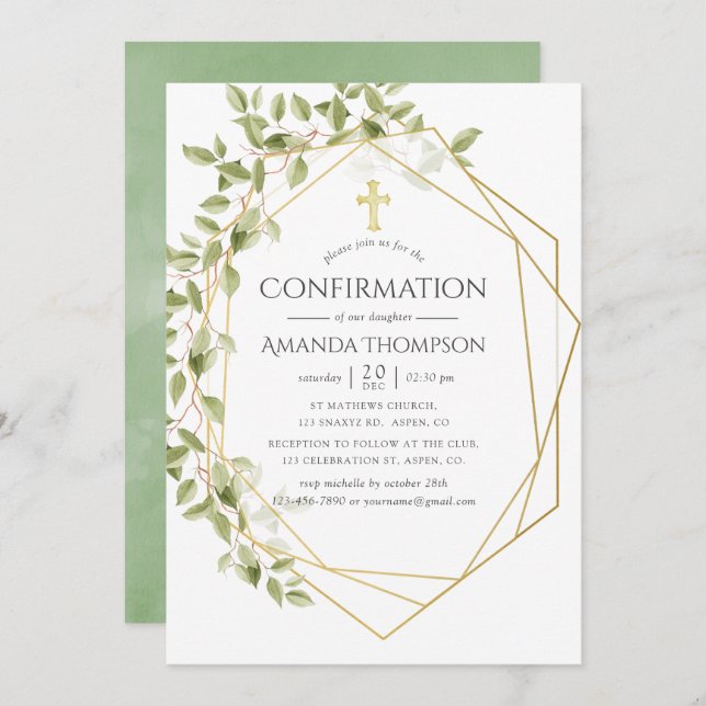 Greenery Geometric Confirmation Invitation (Front/Back)