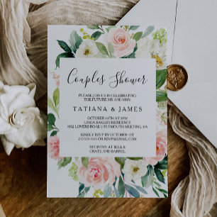 Greenery Geometric Elegant Floral Couples Shower Invitation