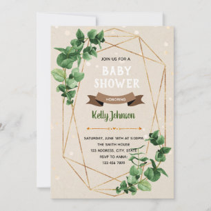 Greenery geometric frame party invitation