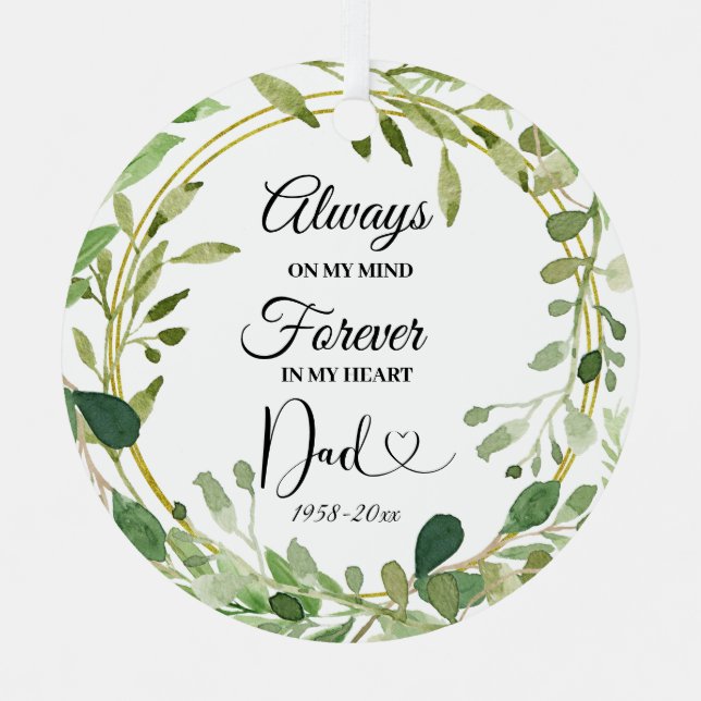 Greenery Geometric Loving Memorial of Father  Metal Tree Decoration (Front)