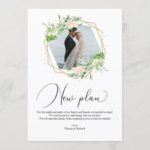 Greenery Geometric New Plan Elopement Reception Invitation