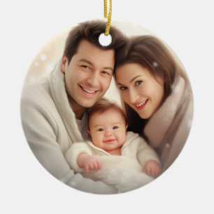 Greenery Geometric Our First Christmas Engaged Cer Ceramic Ornament