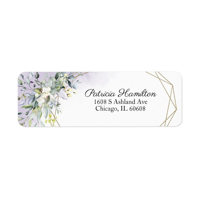 Greenery Geometric Purple Lavender Return Address Return Address Label (Front)