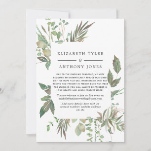 Greenery Geometric Wedding Reduced Guest List Announcement