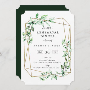 Greenery Geometric Wedding Rehearsal Dinner Invitation