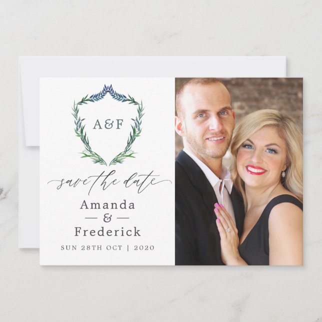 Greenery Geometric Wedding Save The Date (Front)