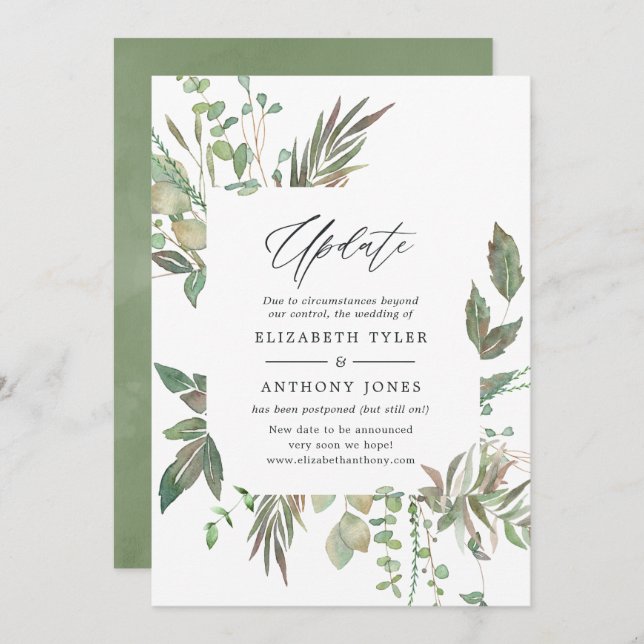 Greenery Geometric Wedding Update Invitation (Front/Back)