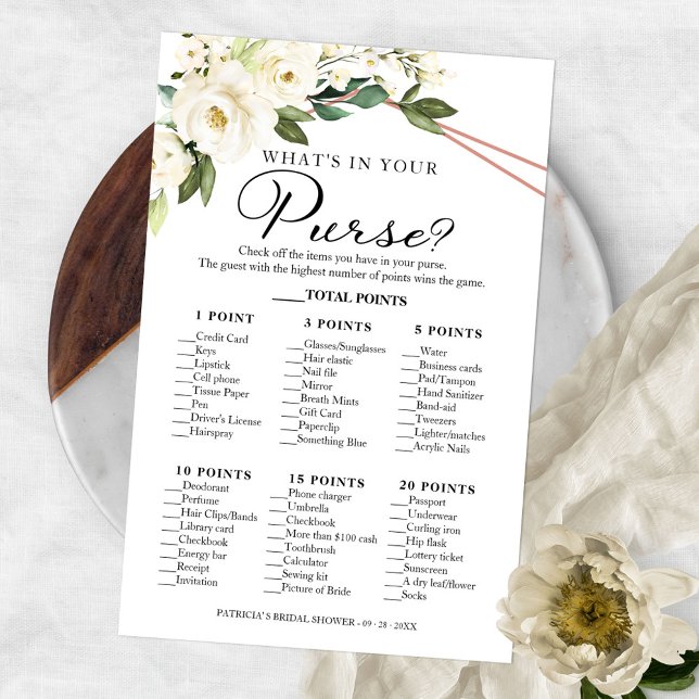 Greenery Geometric What's In Your Purse Game Flyer (Creator Uploaded)