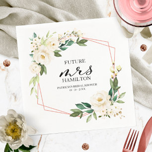 Greenery Geometric White Floral Bridal Shower Nap Napkin