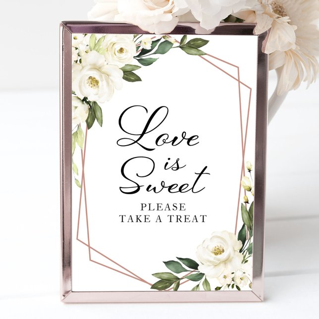 Greenery Geometric White Floral Love Is Sweet Sign (Creator Uploaded)