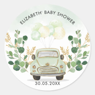 Greenery Gold Adventure Travel Drive By Favours Classic Round Sticker