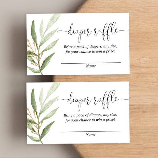 greenery gold baby shower diaper raffle cards (Creator Uploaded)