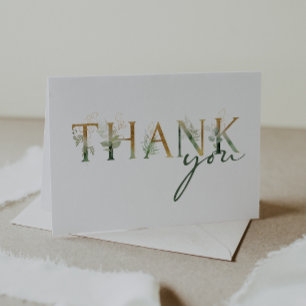 Greenery & Gold Baby Shower Folded Thank You Card