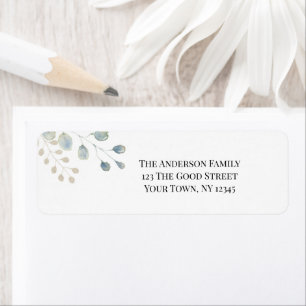 Greenery Gold Botanical Leaves Return Address Label