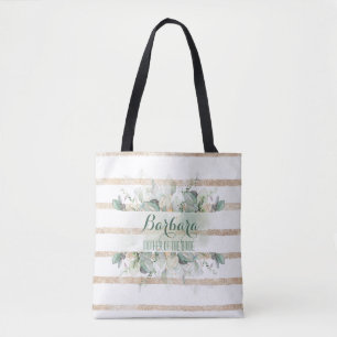 Greenery Gold Botanical Mother of the Bride Tote Bag