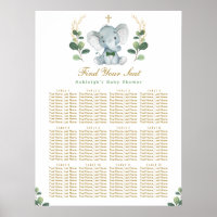 Greenery Gold Elephant Baptism Seating Chart