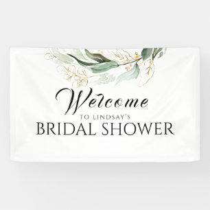 Greenery Gold Eucalyptus Bridal Shower Welcome Banner