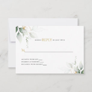 Greenery & Gold Eucalyptus Wedding  RSVP Card