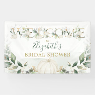 Greenery Gold Fall Pumpkin Bridal Shower Welcome Banner