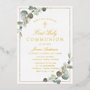 greenery gold first holy communion 