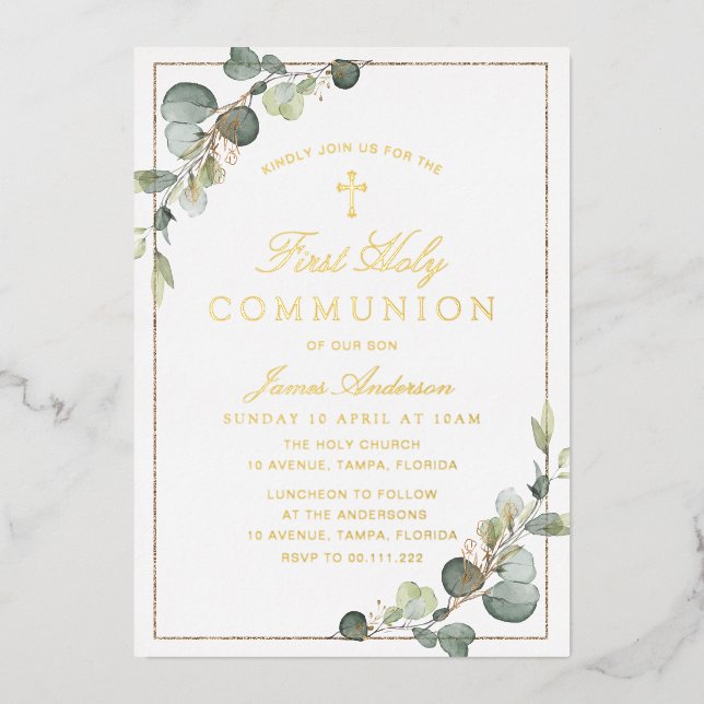 greenery gold first holy communion  (Front)