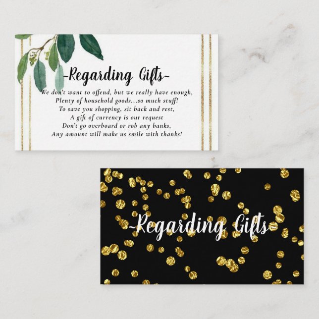 Greenery Gold Foliage Honeymoon Wishing Fund Cards (Front/Back)