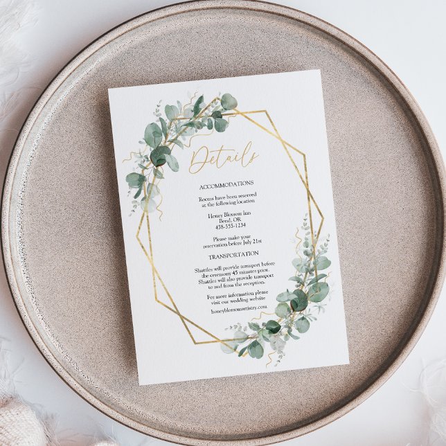 Greenery Gold Frame Simple Wedding Details Enclosure Card (Creator Uploaded)