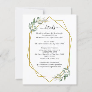 Greenery Gold Geometric Details Insert Card