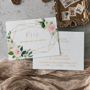 Greenery Gold Geometric Elegant Floral Menu Choice