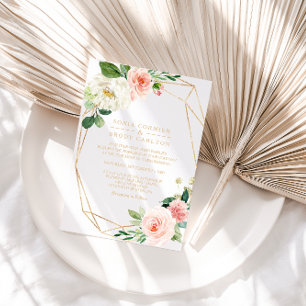 Greenery & Gold Geometric Elegant Floral Wedding Invitation
