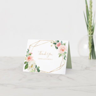 Greenery Gold Geometric Elegant Thank You Card