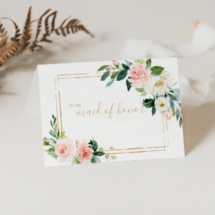 Greenery & Gold Geometric Maid of Honour Thank You Card